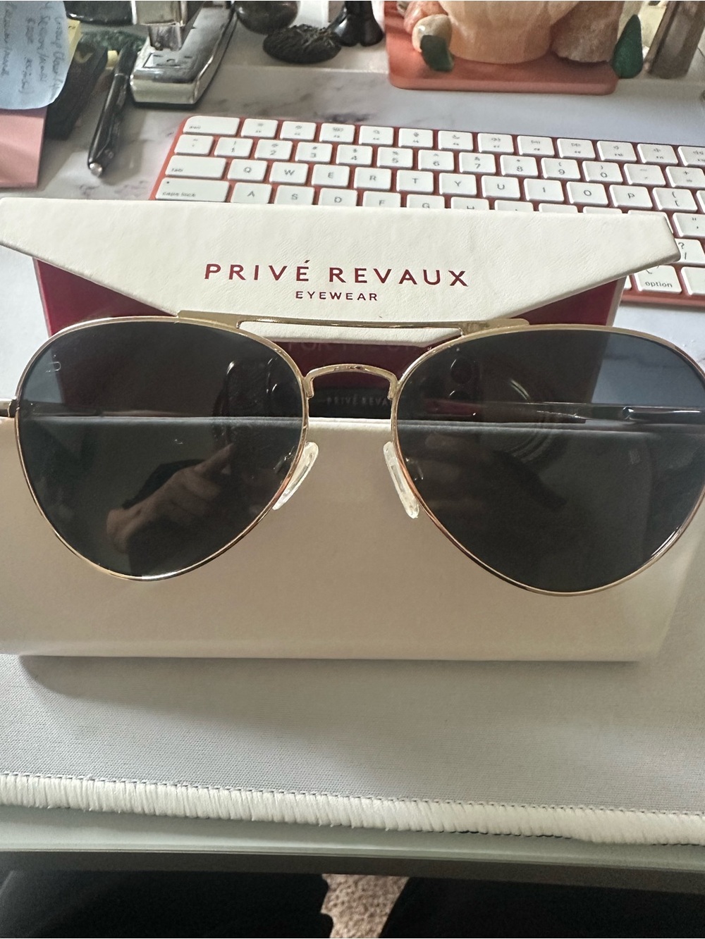 Aviator Sunglasses with Gold Frame and Blue Lenses